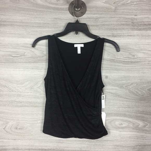 Leith Black Surplice Top - Picture 2 of 6